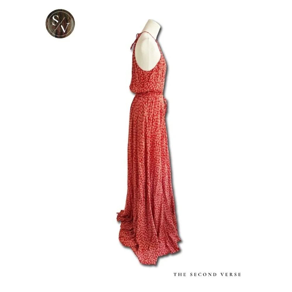 Vici Floral Maxi Dress Halter Dress Boho Wedding Guest Size Medium - Picture 2 of 7